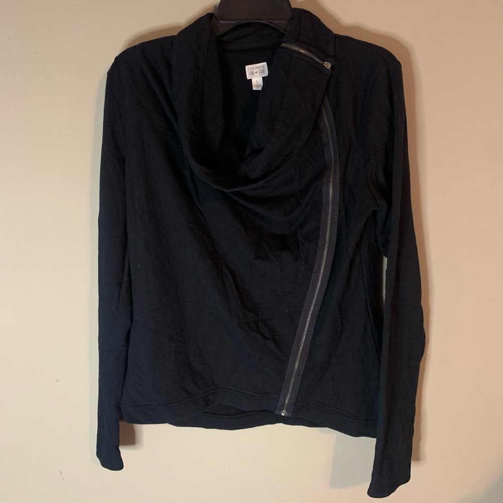 Converse Black Jacket with Draped Neckline